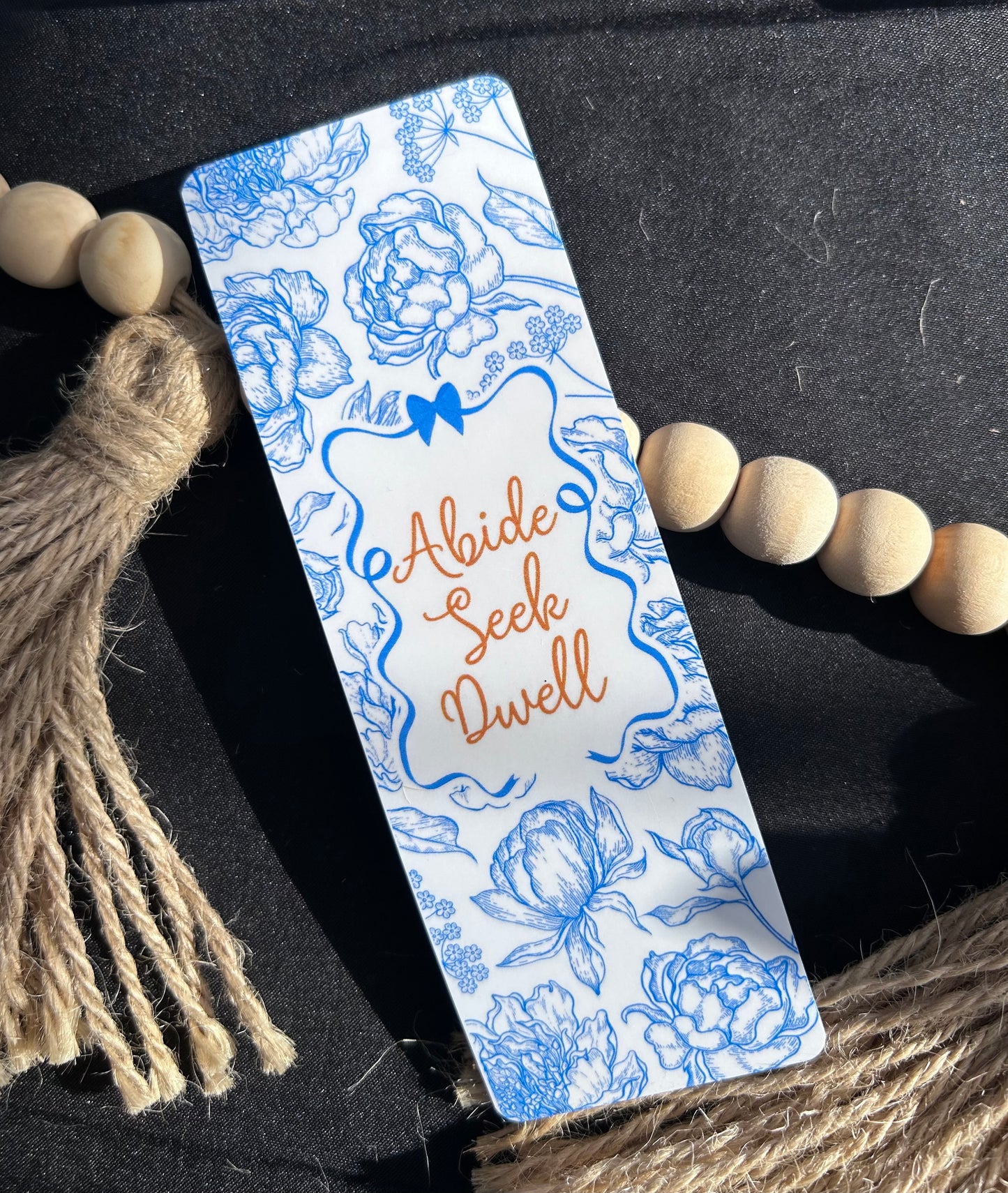 Abide, Seek, Dwell/ Blue Vintage style bookmarks.
