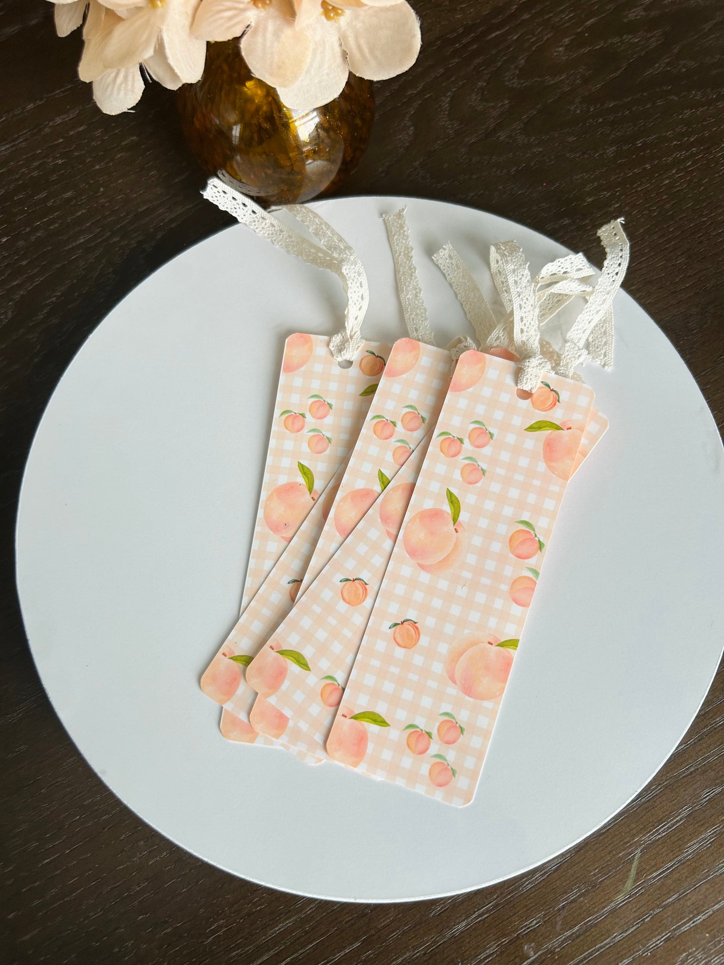 Peach Gingham Bookmark