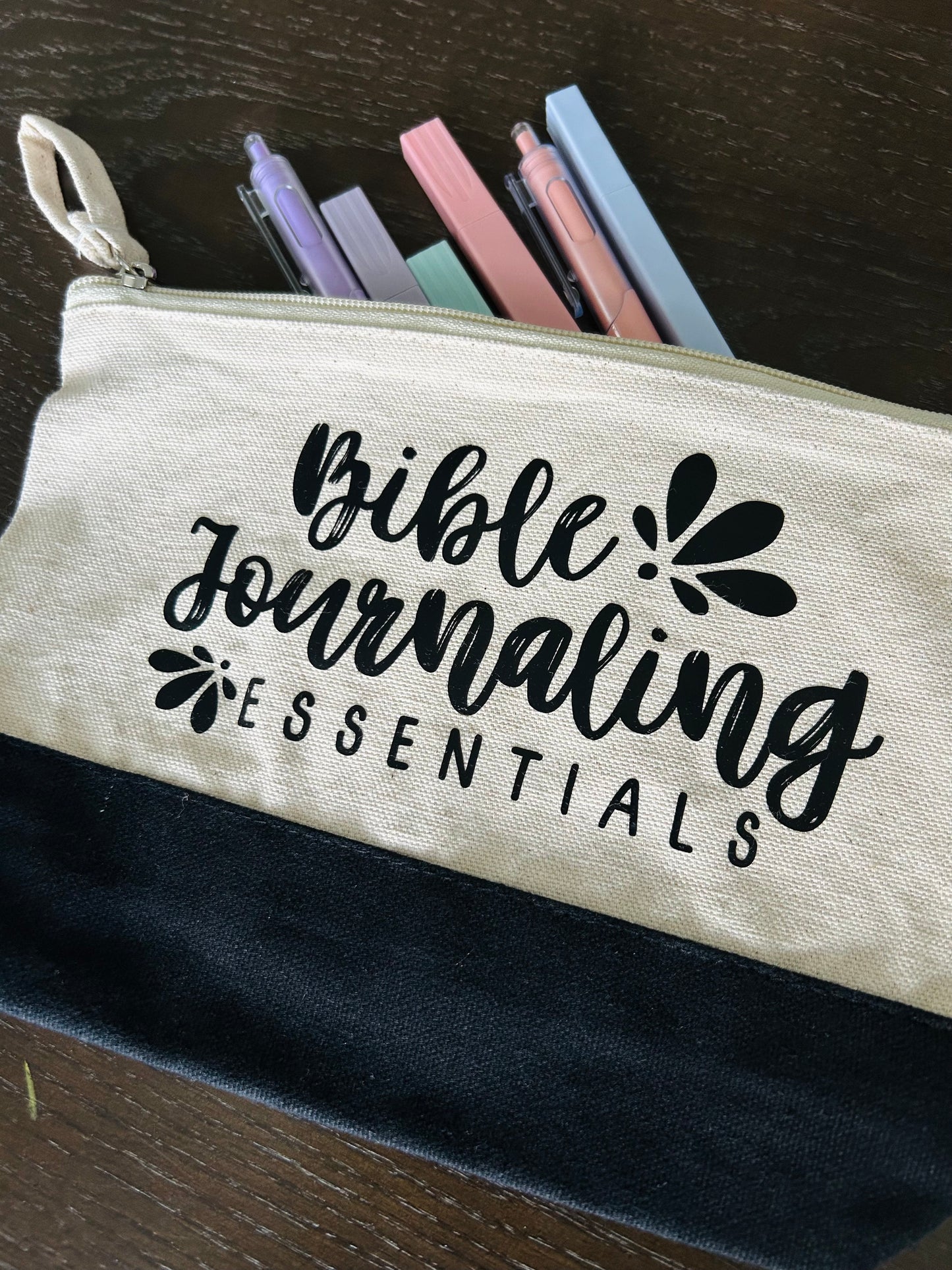 Bible Journaling Essentials Canvas Pouch| Christian Bible Study Organizer