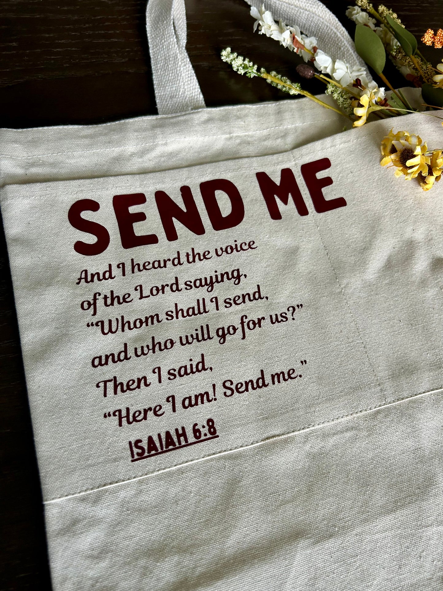Send Me Tote| Isaiah 6:8 Christian Tote Bag
