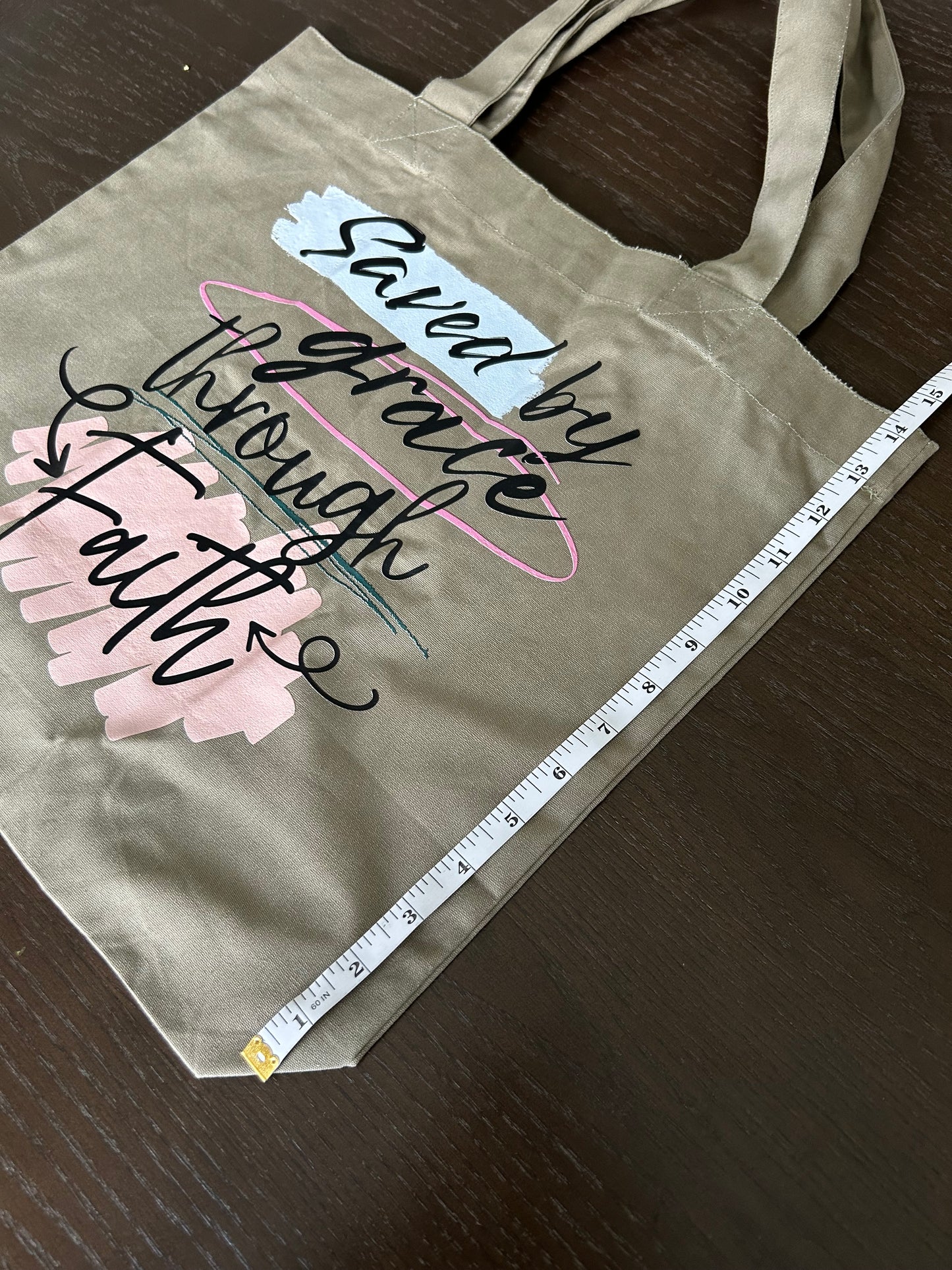 Saved by Grace Through Faith Tote Bag| Ephesians 2:8 Christian Tote