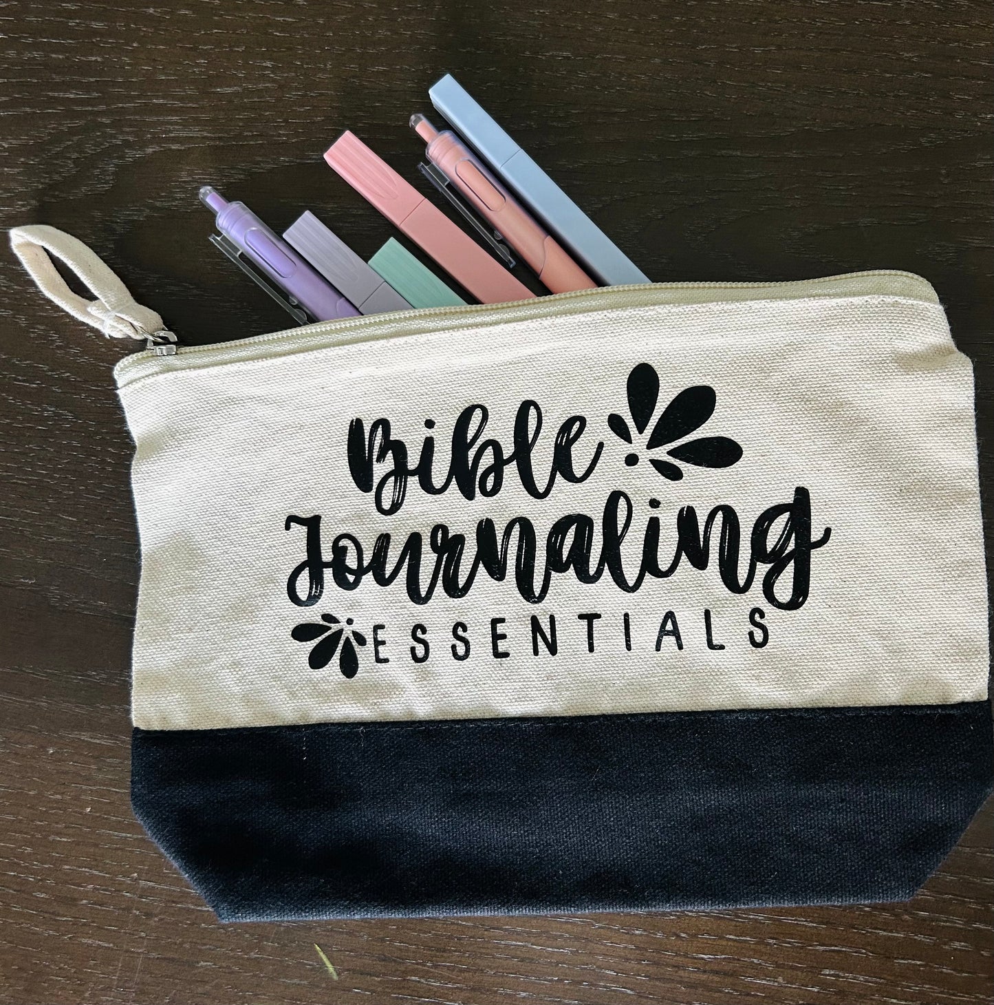Bible Journaling Essentials Canvas Pouch| Christian Bible Study Organizer
