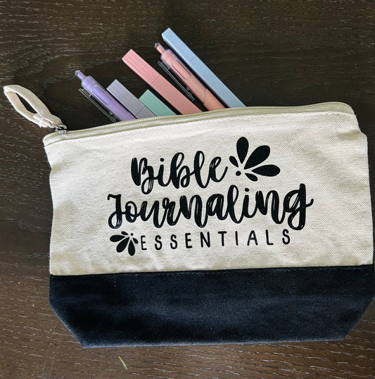 Bible Journaling Essentials Canvas Pouch| Christian Bible Study Organizer